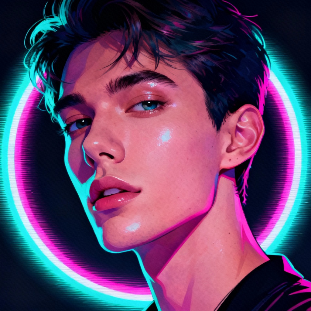 AI neon vaporwave aura selfie portrait