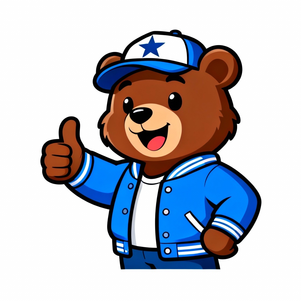 AI friendly school bear mascot in varsity jacket