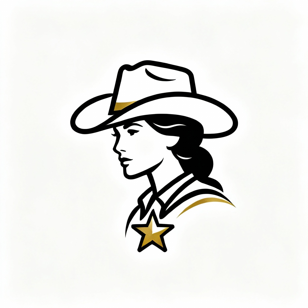 AI cowgirl logo illustration