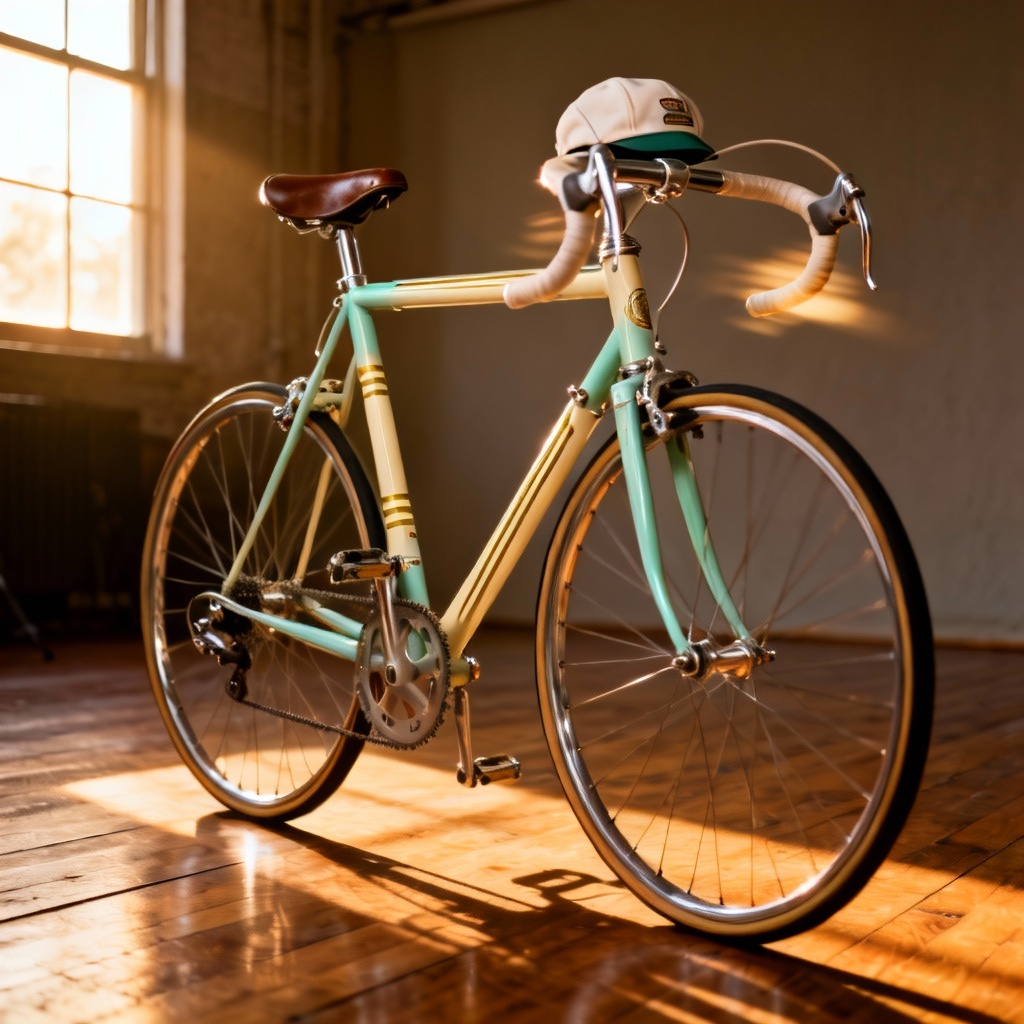AI retro road bike with pastel color livery