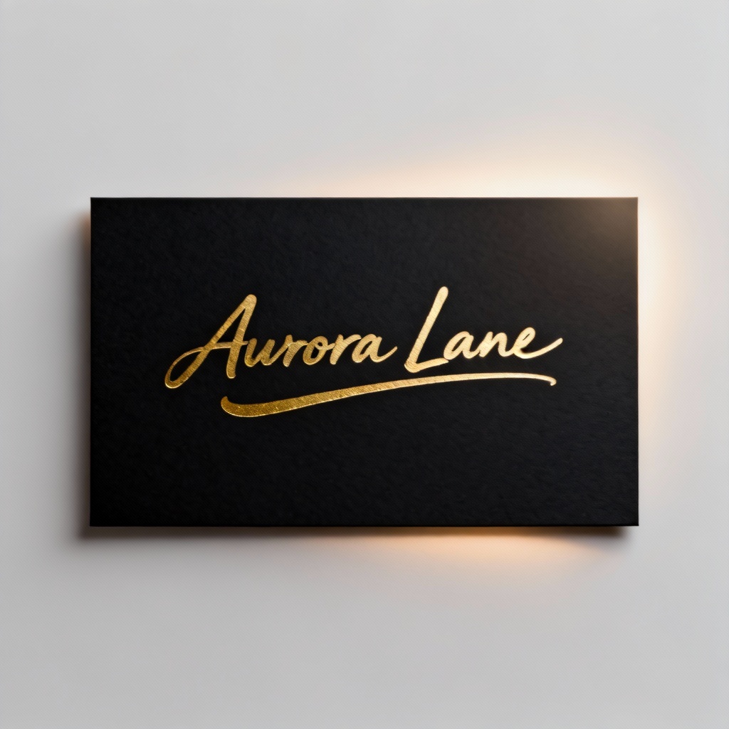 AI-generated signature logo mockup on black business card