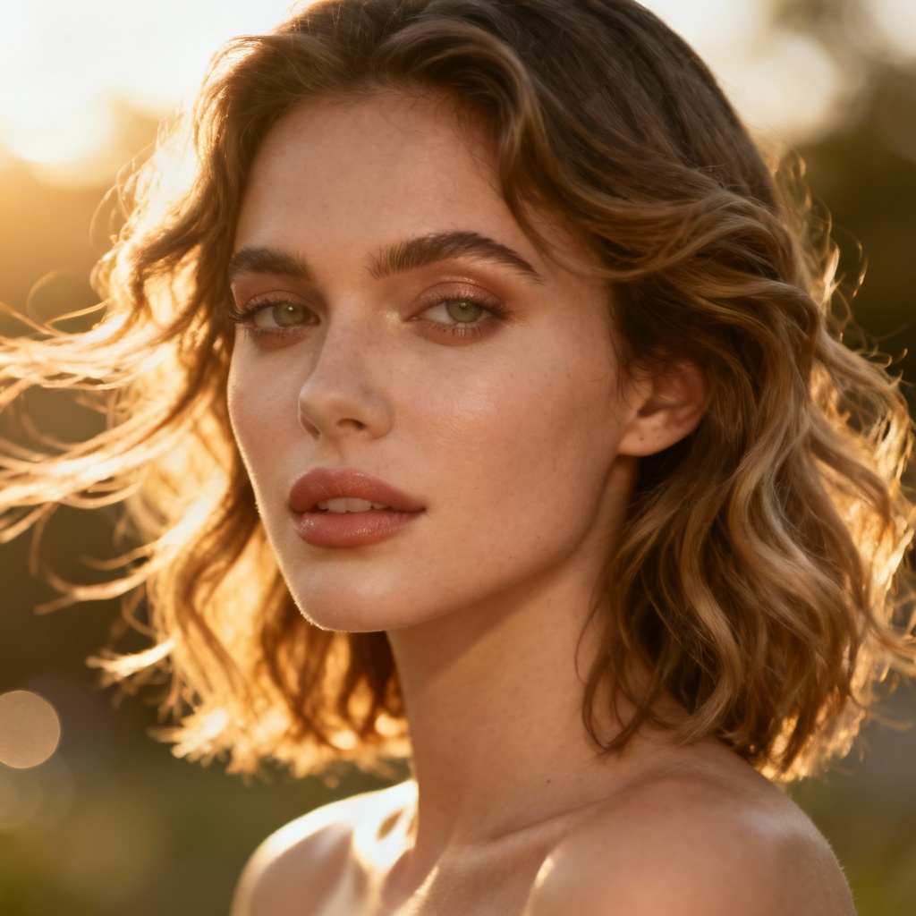 AI beach waves hairstyle on shoulder-length hair