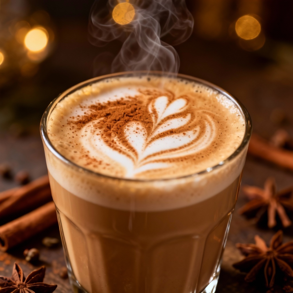 AI chai latte art closeup