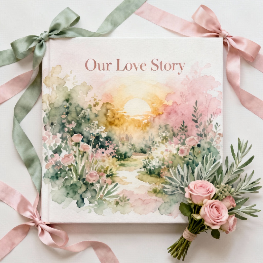 AI Pastel Spring Garden Wedding Album Cover
