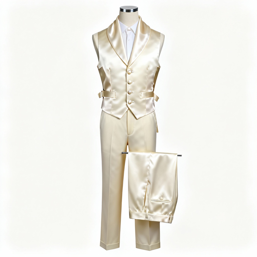AI wedding ivory shawl collar waistcoat on mannequin