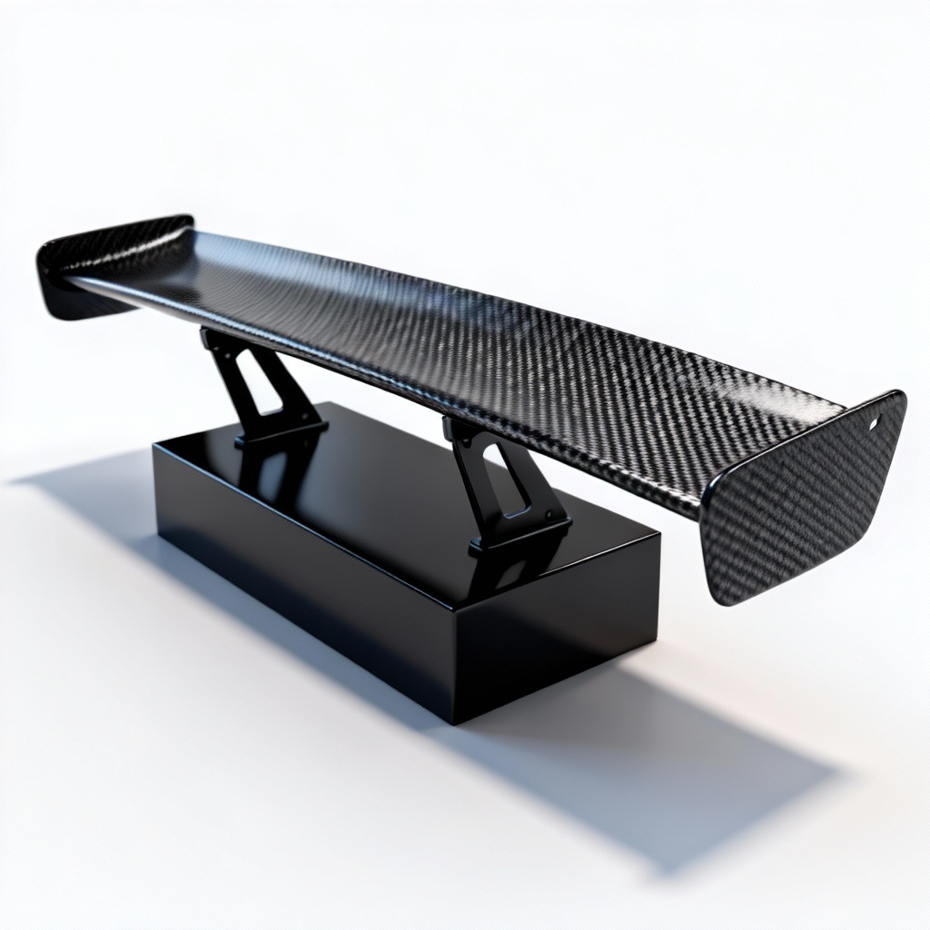 AI render of a carbon fiber spoiler in studio lighting
