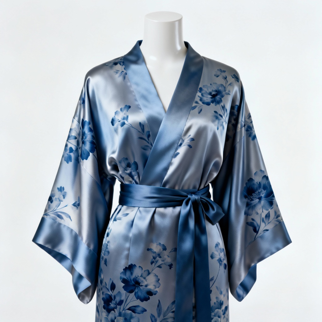 Photoreal silk kimono robe mockup on mannequin