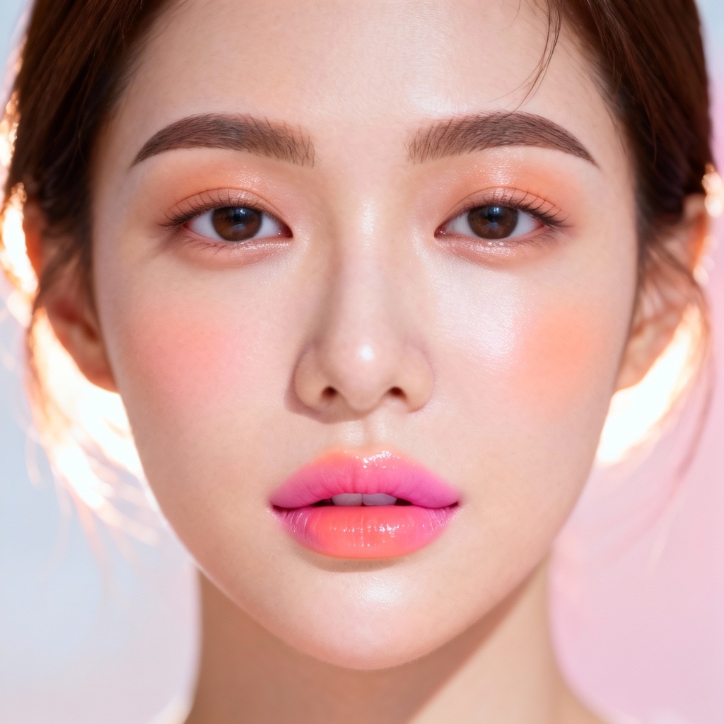 AI K-beauty dewy makeup portrait