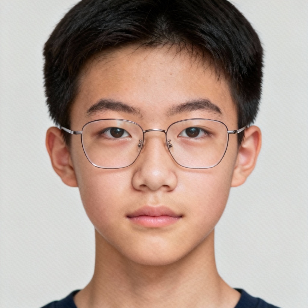 AI admission headshot with glasses no glare