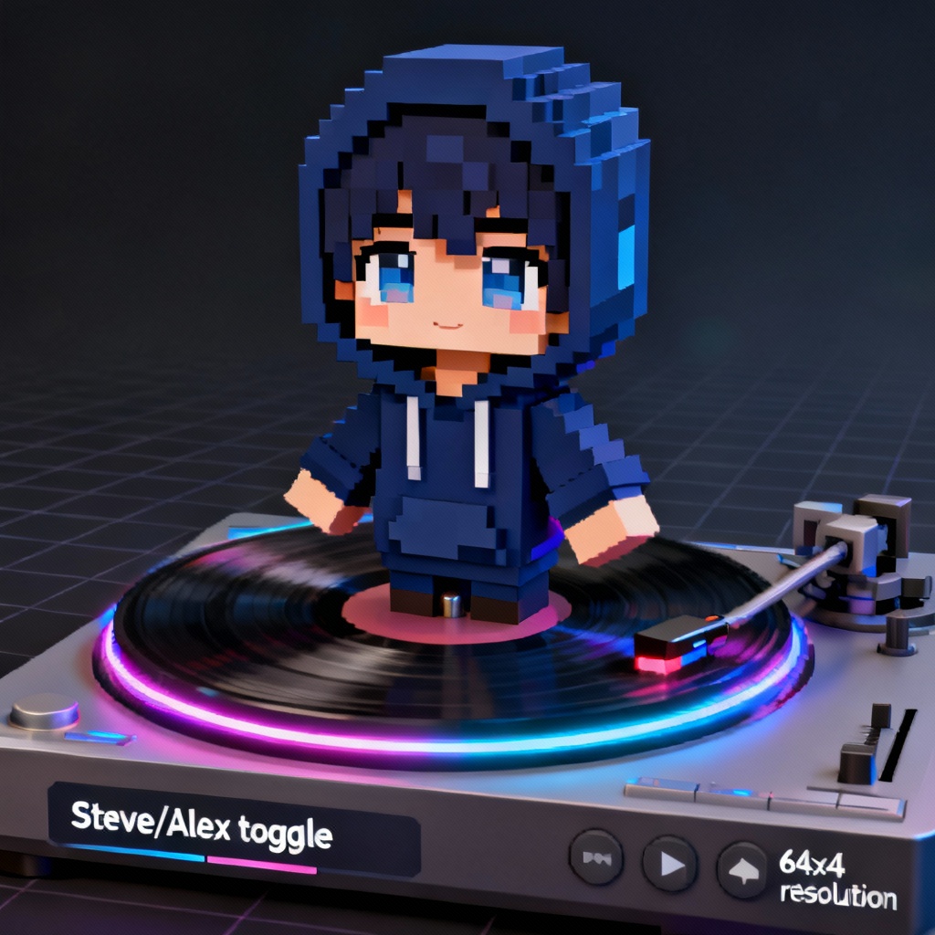 AI Anime Minecraft Skin Preview in 3D viewer