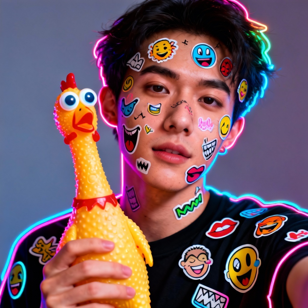 AI selfie prank with funny face stickers