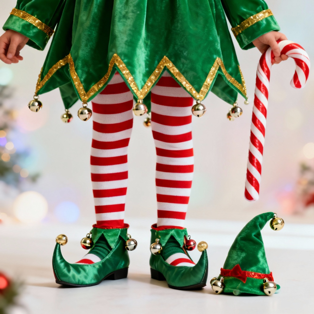 AI green elf Christmas costume