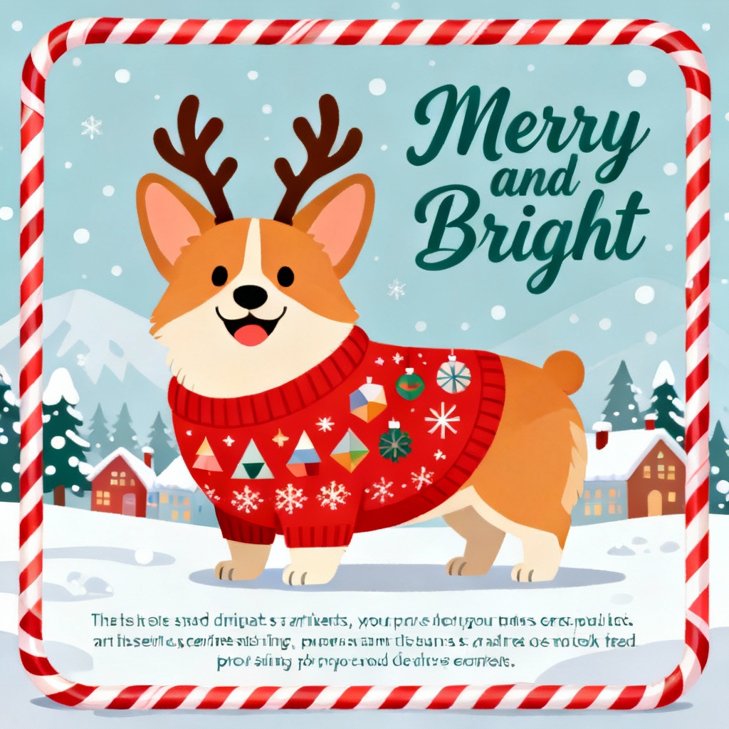AI Corgi Christmas Poster in Ugly Sweater