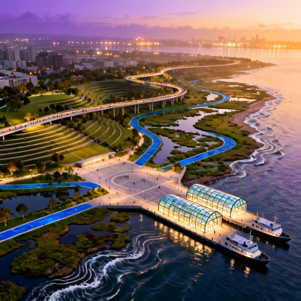 AI flood-resilient waterfront urban plan