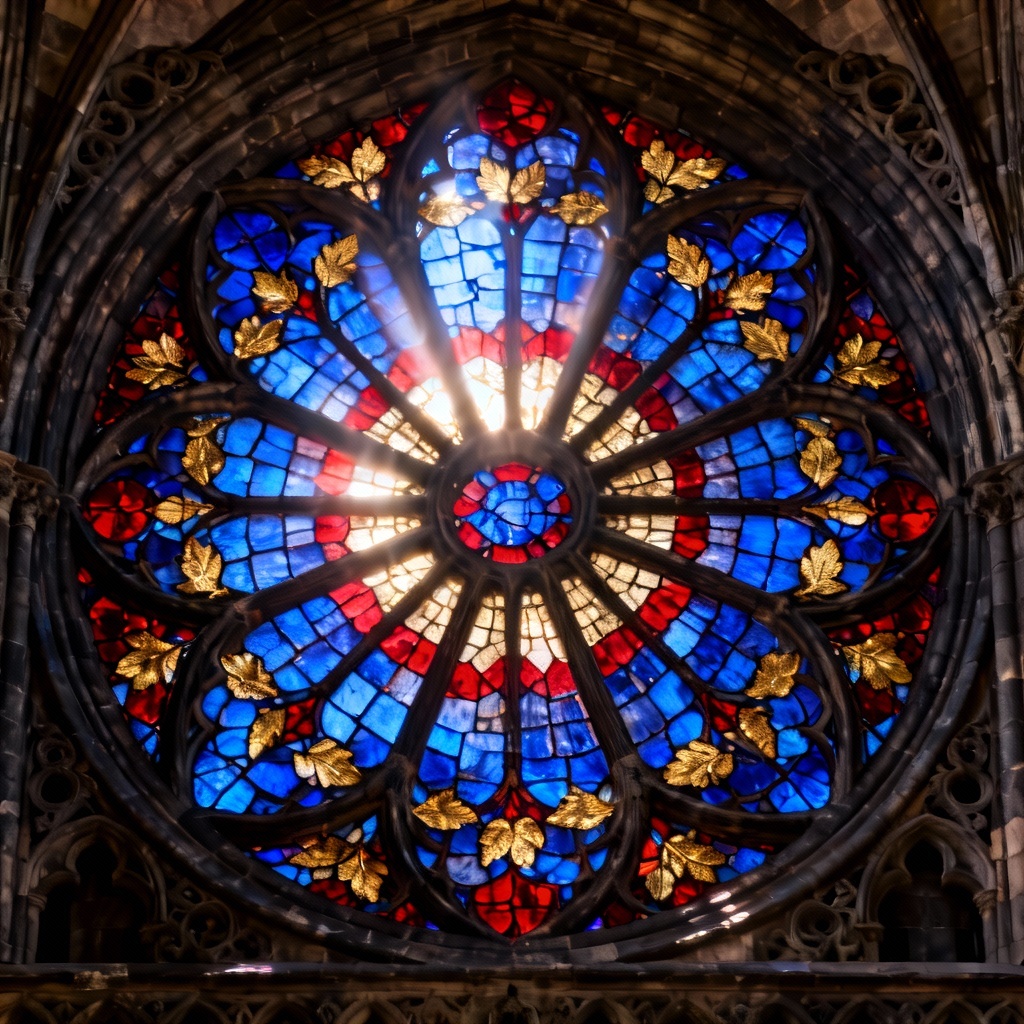 AI gothic rose stained glass window