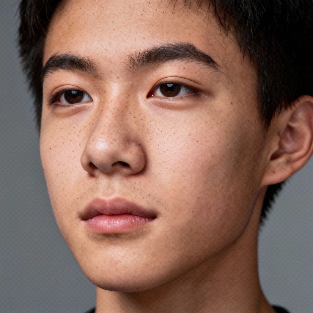 AI raw studio selfie with natural softbox lighting