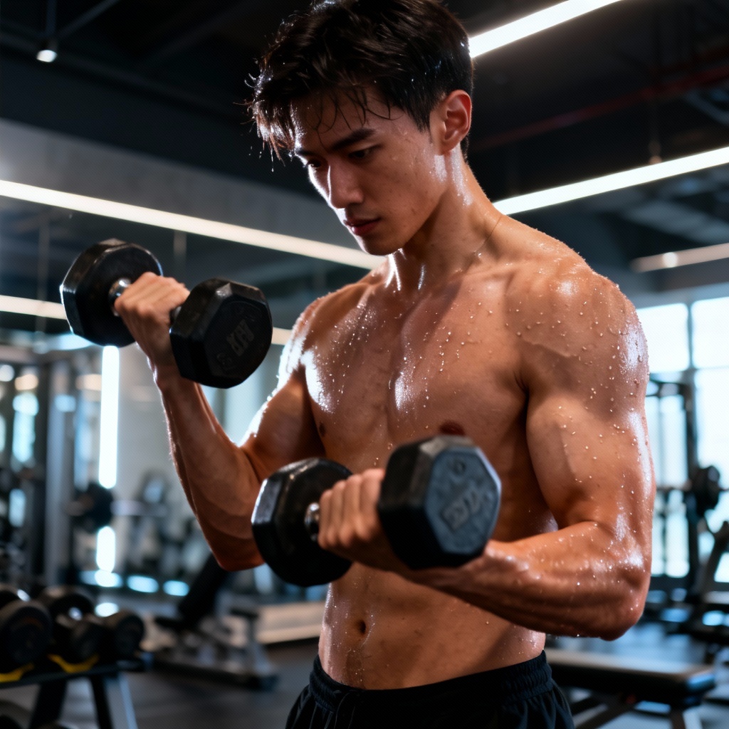 AI daily life image of an evening workout at the gym