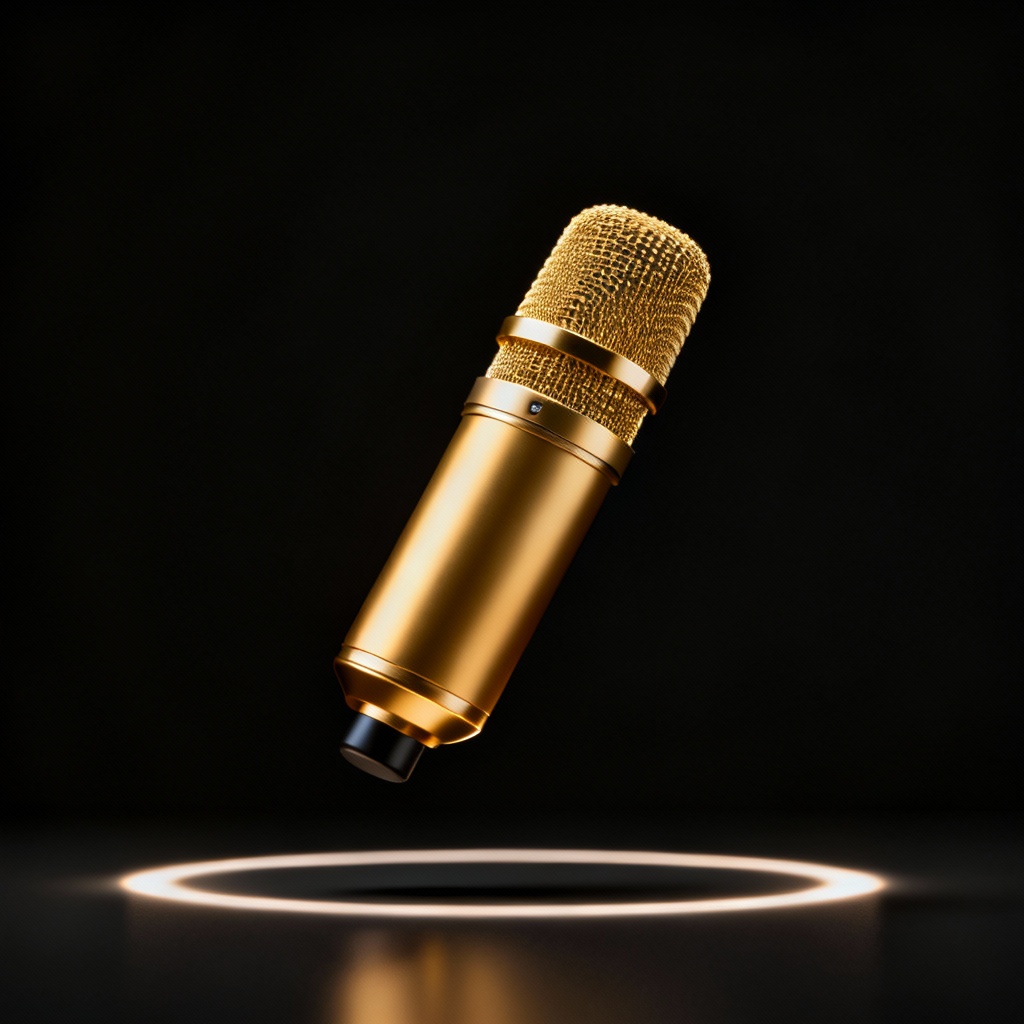 AI gold luxury microphone product render