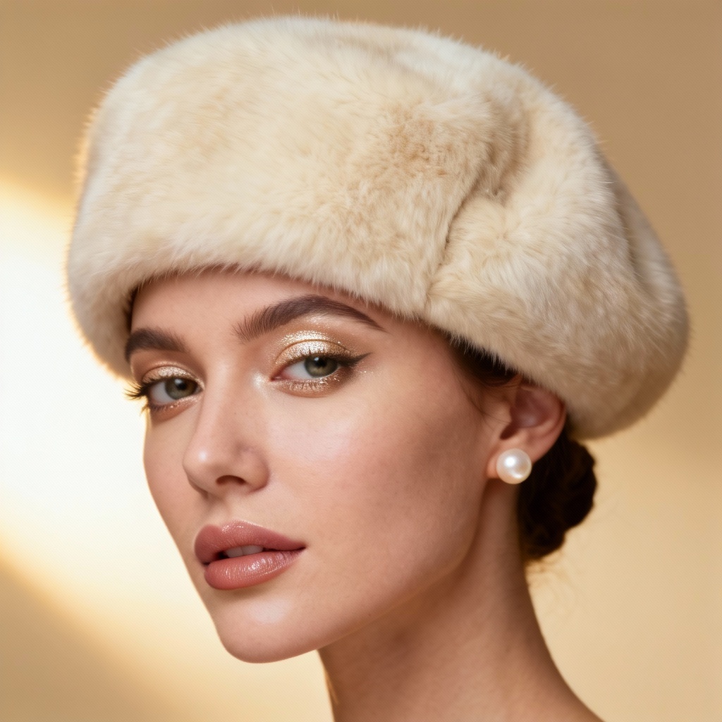 AI cossack inspired faux fur hat with beret styling