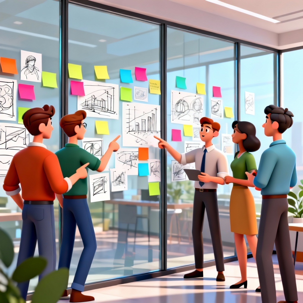 AI Brainstorming Team Illustration