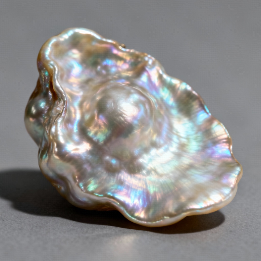 AI baroque pearl statement necklace macro