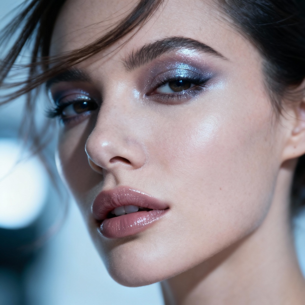 Editorial fashion portrait with refined nasal tip projection