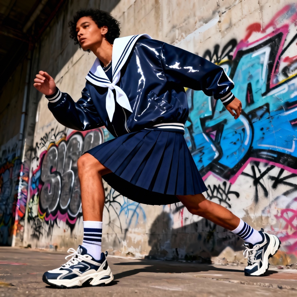 AI streetwear fused with JK uniform style