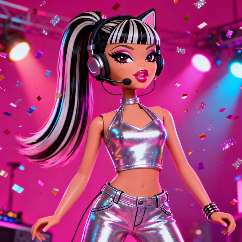 AI Bratz Y2K pop star doll on stage