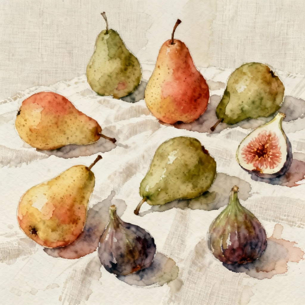Watercolor still life fruit painting