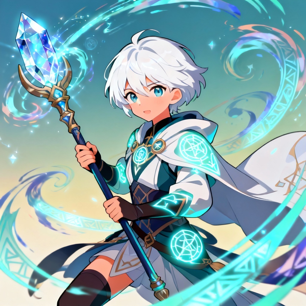 AI anime battle mage character art