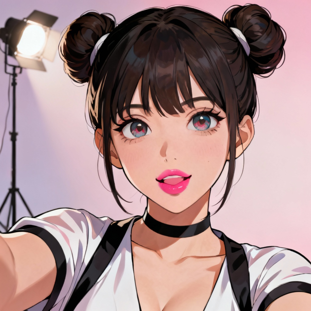 AI cosplay ahegao selfie of adult model