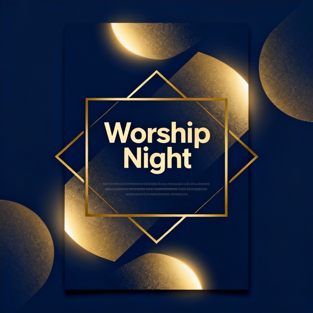 AI worship flyer template in modern minimalist style