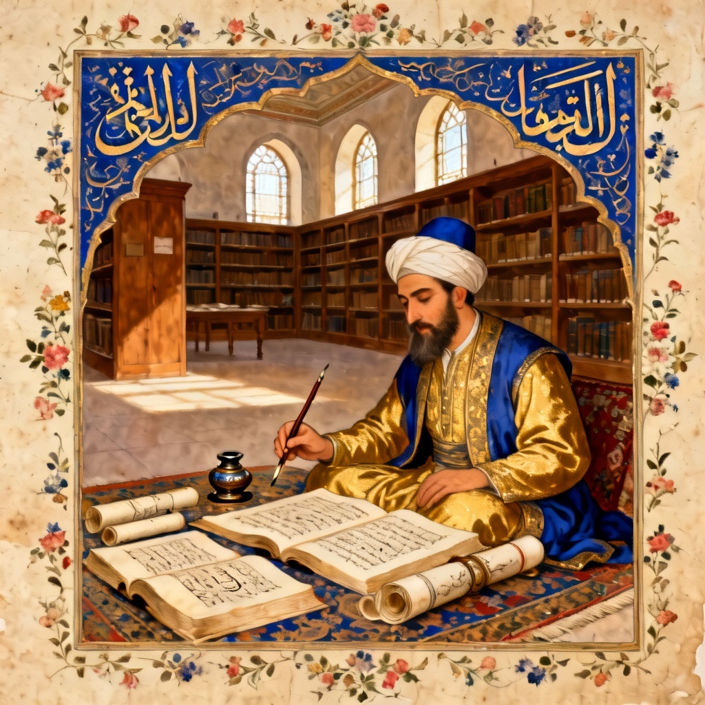 AI Ottoman Scholar Portrait With Tughra Frame