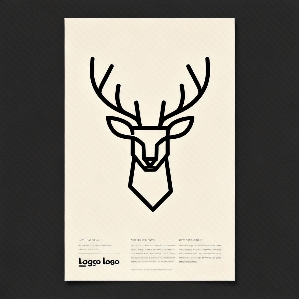 Minimal line art reindeer logo with elegant antlers