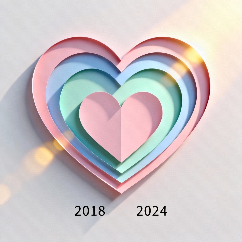 AI 3D paper cut heart anniversary timeline poster