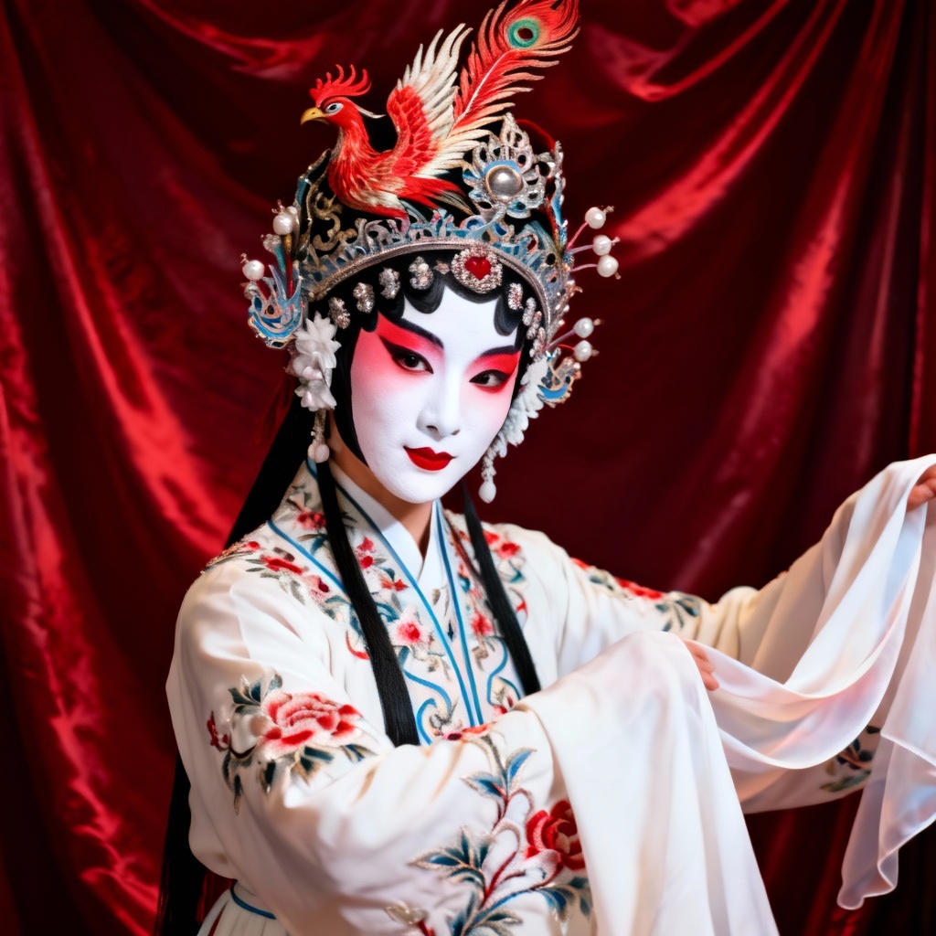 AI Chinese Peking Opera Dan portrait with phoenix crown