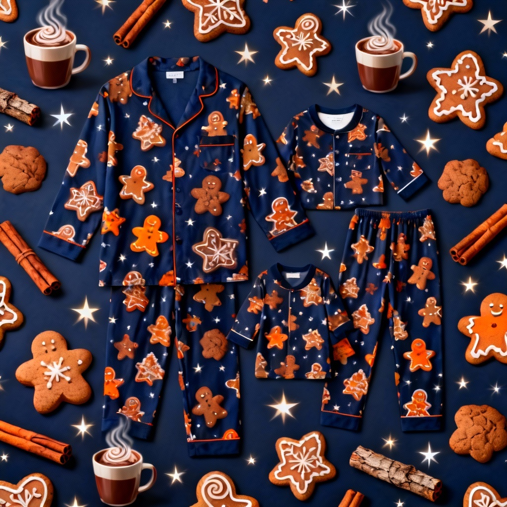 AI gingerbread and cocoa all-over print Christmas PJs
