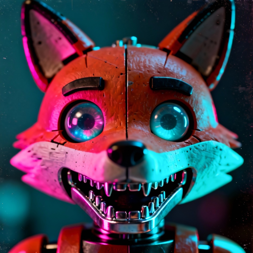 AI Mangle FanF closeup of split-face animatronic