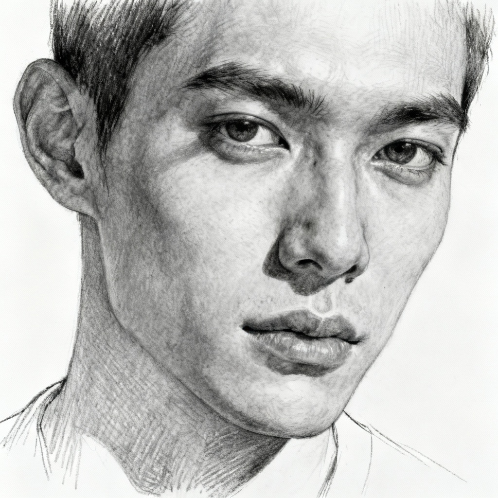 AI pencil sketch portrait generated from a photo