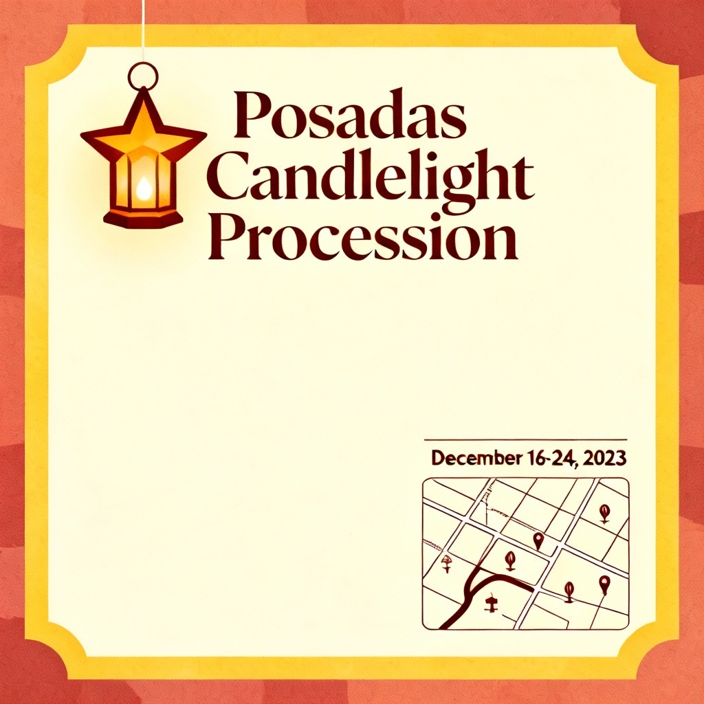 AI flat poster design for a Posadas candlelight procession event