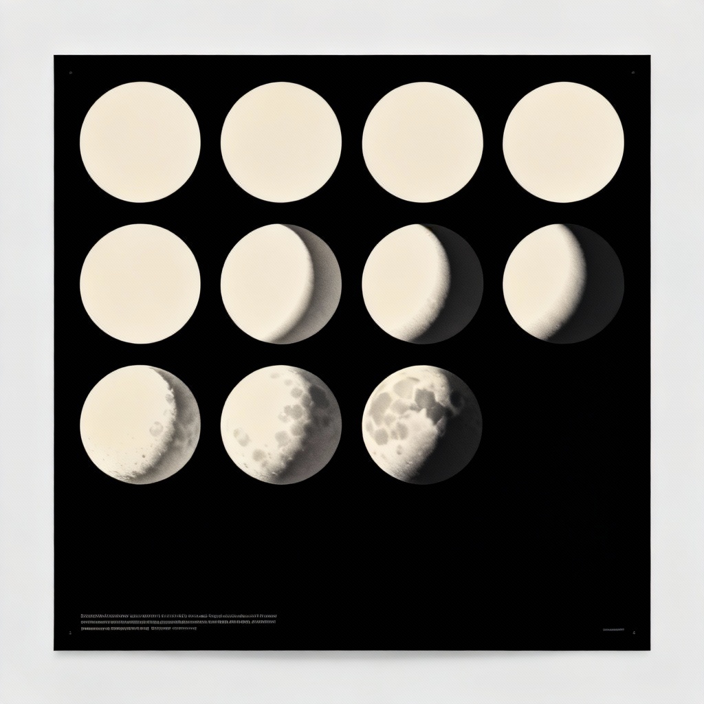 AI minimalist moon phase grid poster design