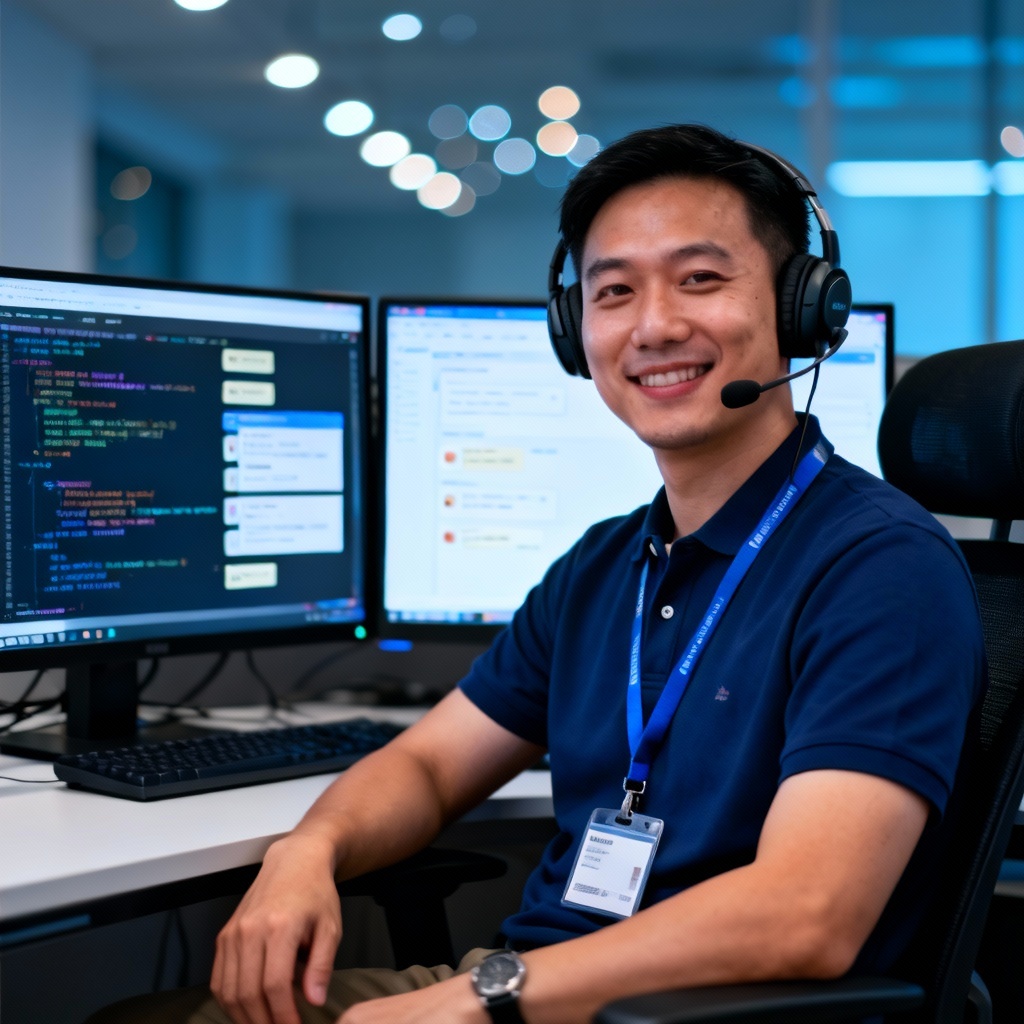 AI IT support office man at help desk
