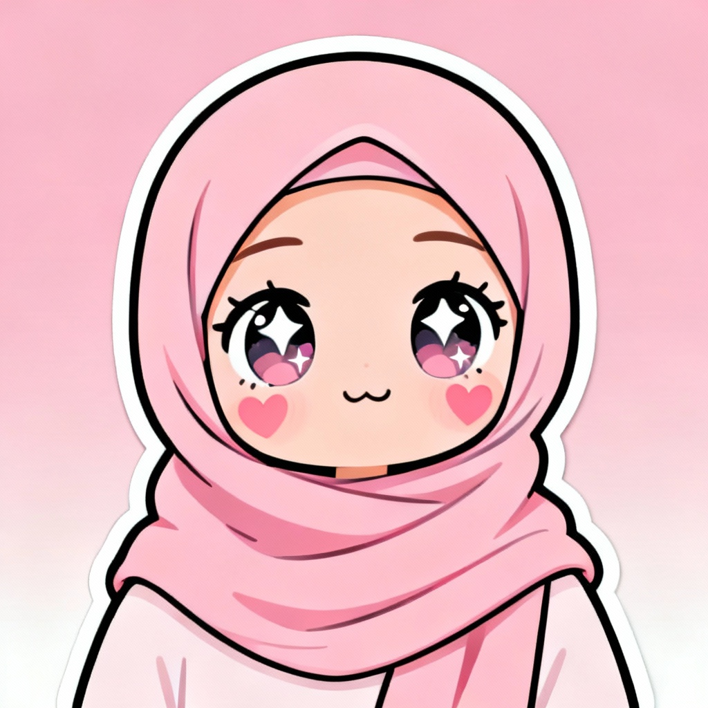 AI chibi hijab avatar in pastel pink