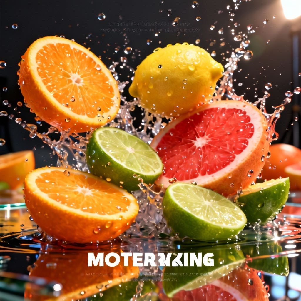 AI juicy citrus splash artwork for poster