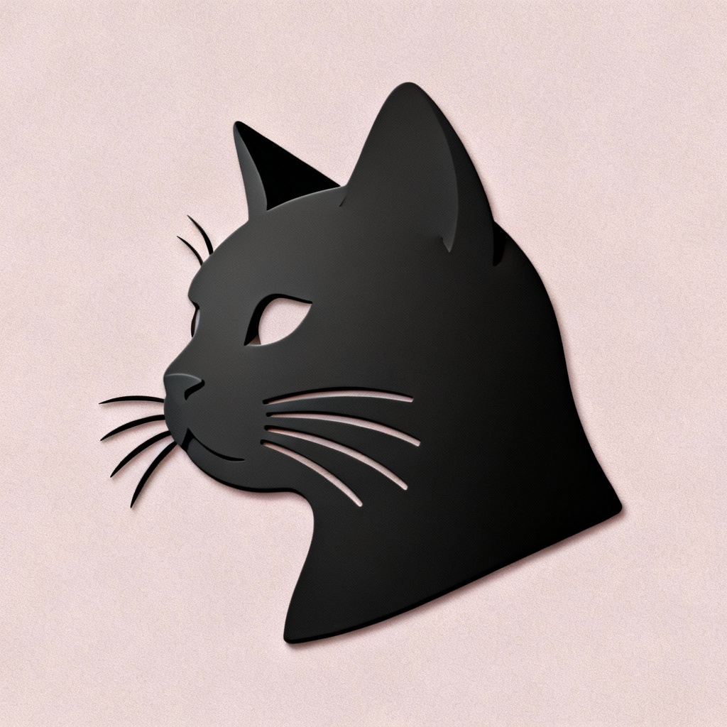 AI cat portrait silhouette with whisker detail