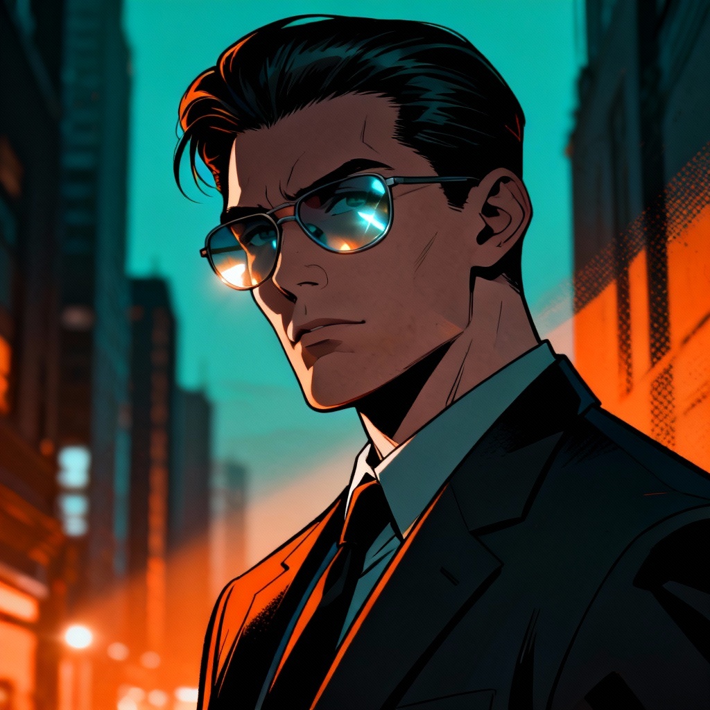 AI manhwa city detective character in webtoon style