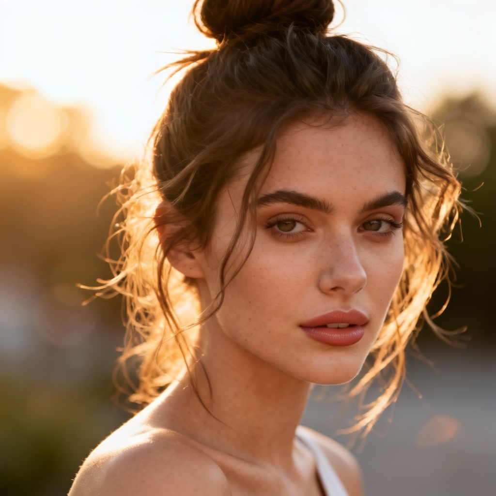 AI Messy Textured Bun Hairstyle