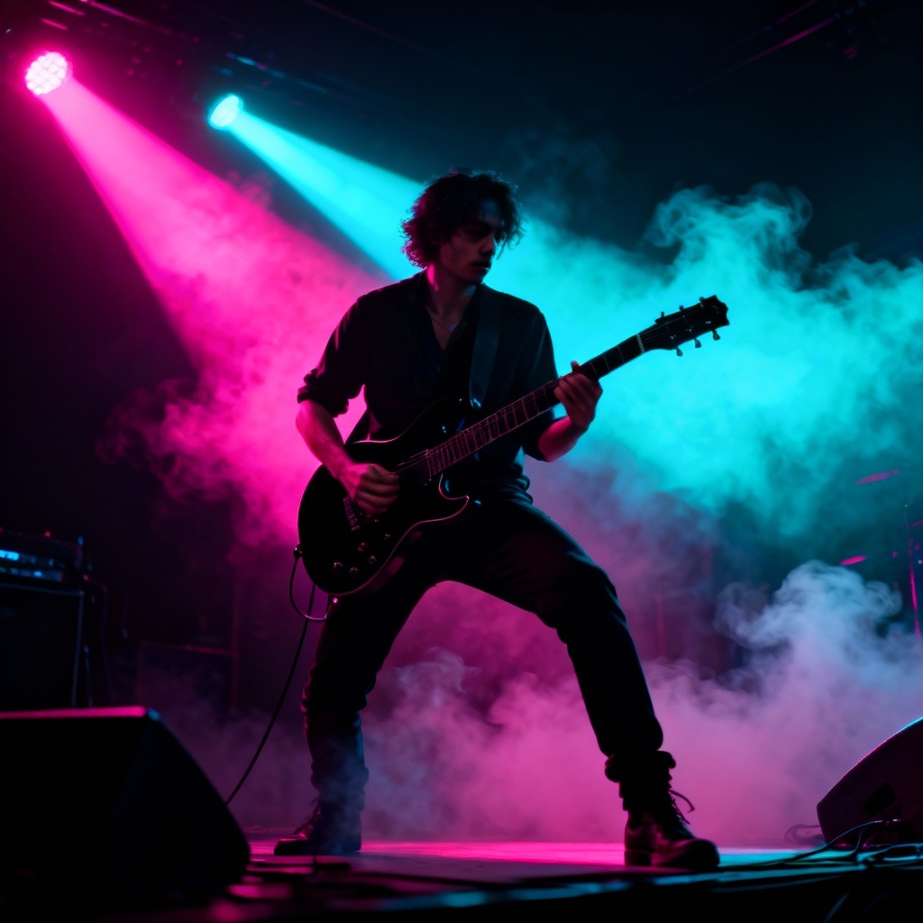 AI music passion art with neon stage lighting