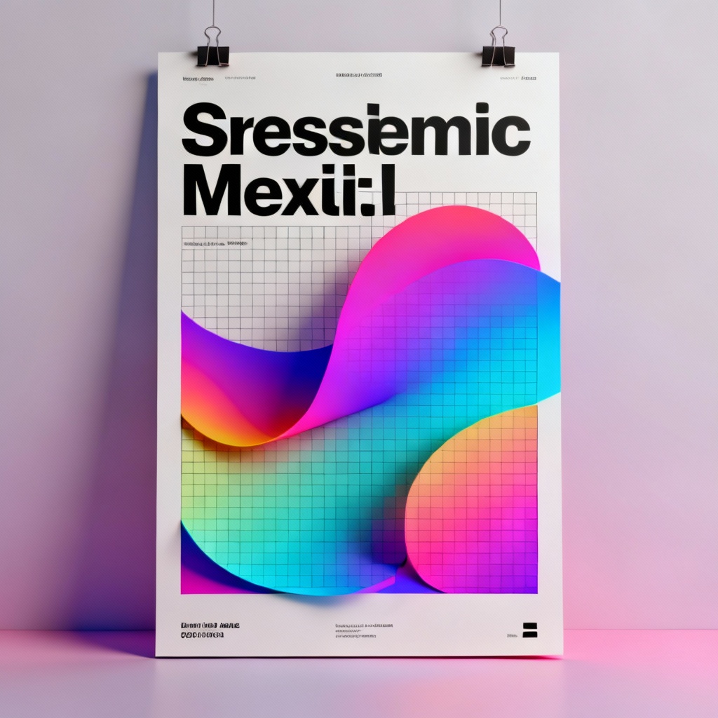 AI abstract poster design with bold typography and gradient mesh