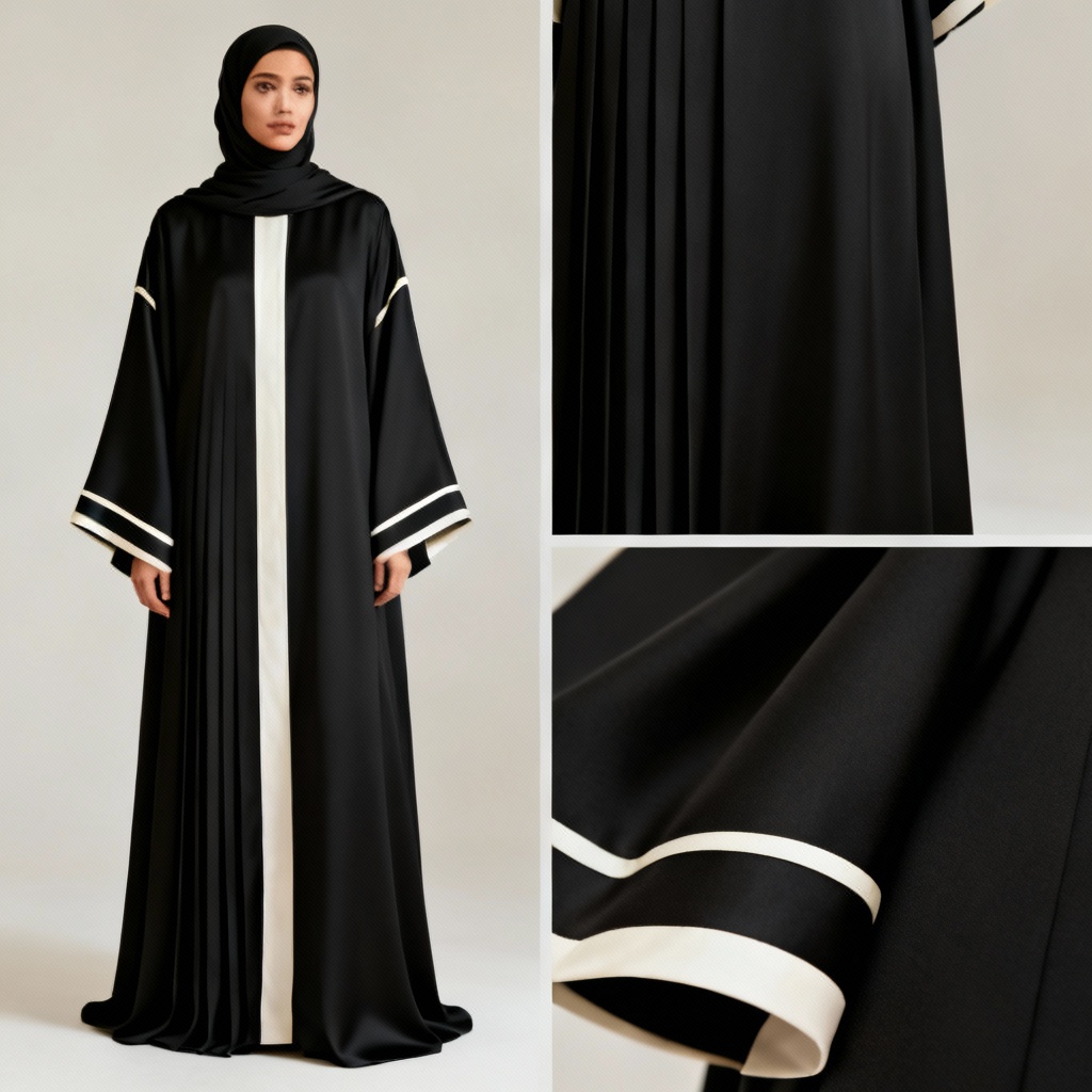 AI Modern Abaya with Contrast Piping